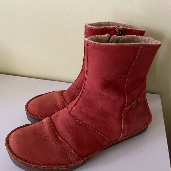 El Naturalista Red Leather Boots Size 40 - Picture 1 of 6
